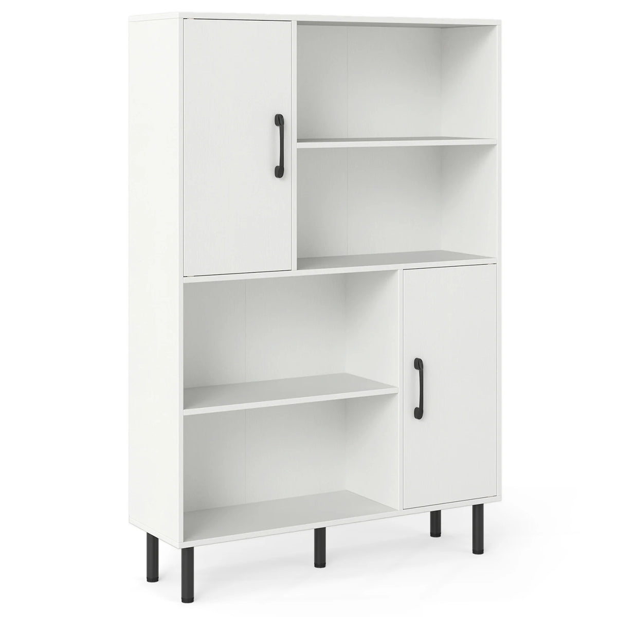 HOMASIS Kitchen Storage Cabinet With Doors And Open Shelves
