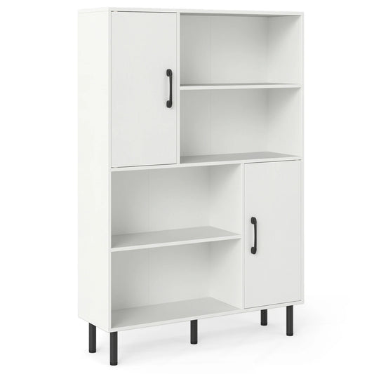 HOMASIS Kitchen Storage Cabinet With Doors And Open Shelves