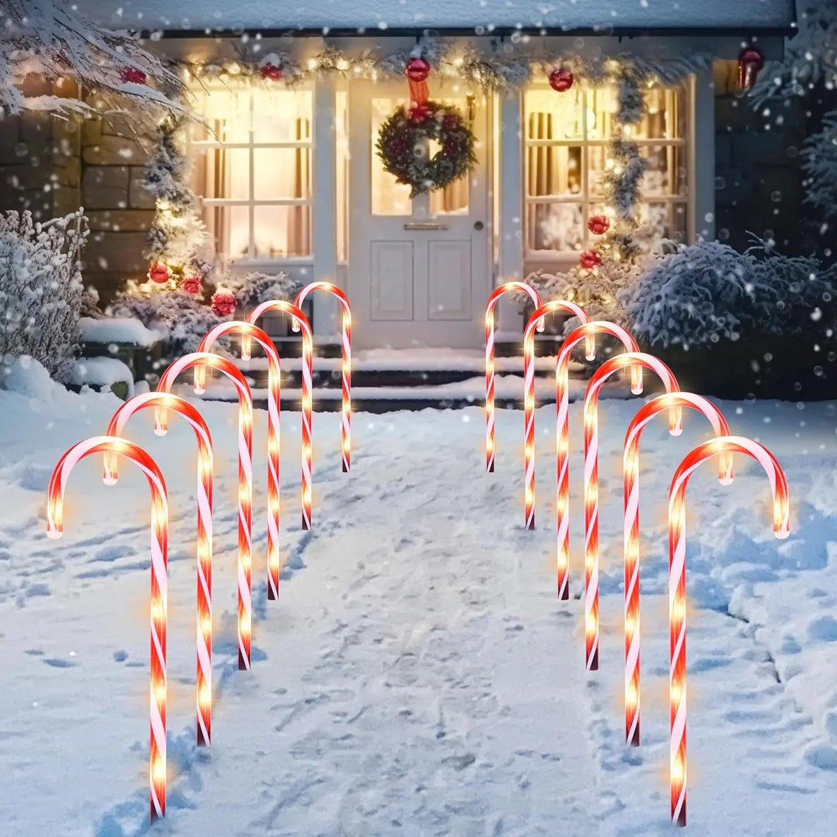 Joyfy Christmas Candy Cane Pathway Marker Lights Set