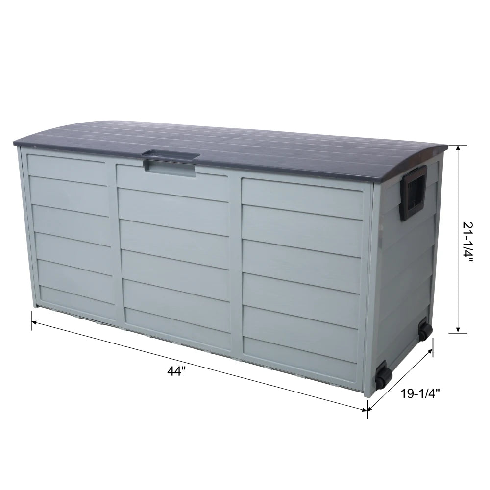 All Weather UV Resin 75 Gallon Outdoor Deck Box with Wheel Patio Backyard Storage Bin for Cushions Garden Tools Pool Toys