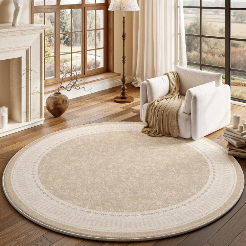 French Style Bedroom Decor Round Carpet Fluffy Soft Carpets for Living Room Thick Plush Bedside Floor Mat Washable Cloakroom Rug