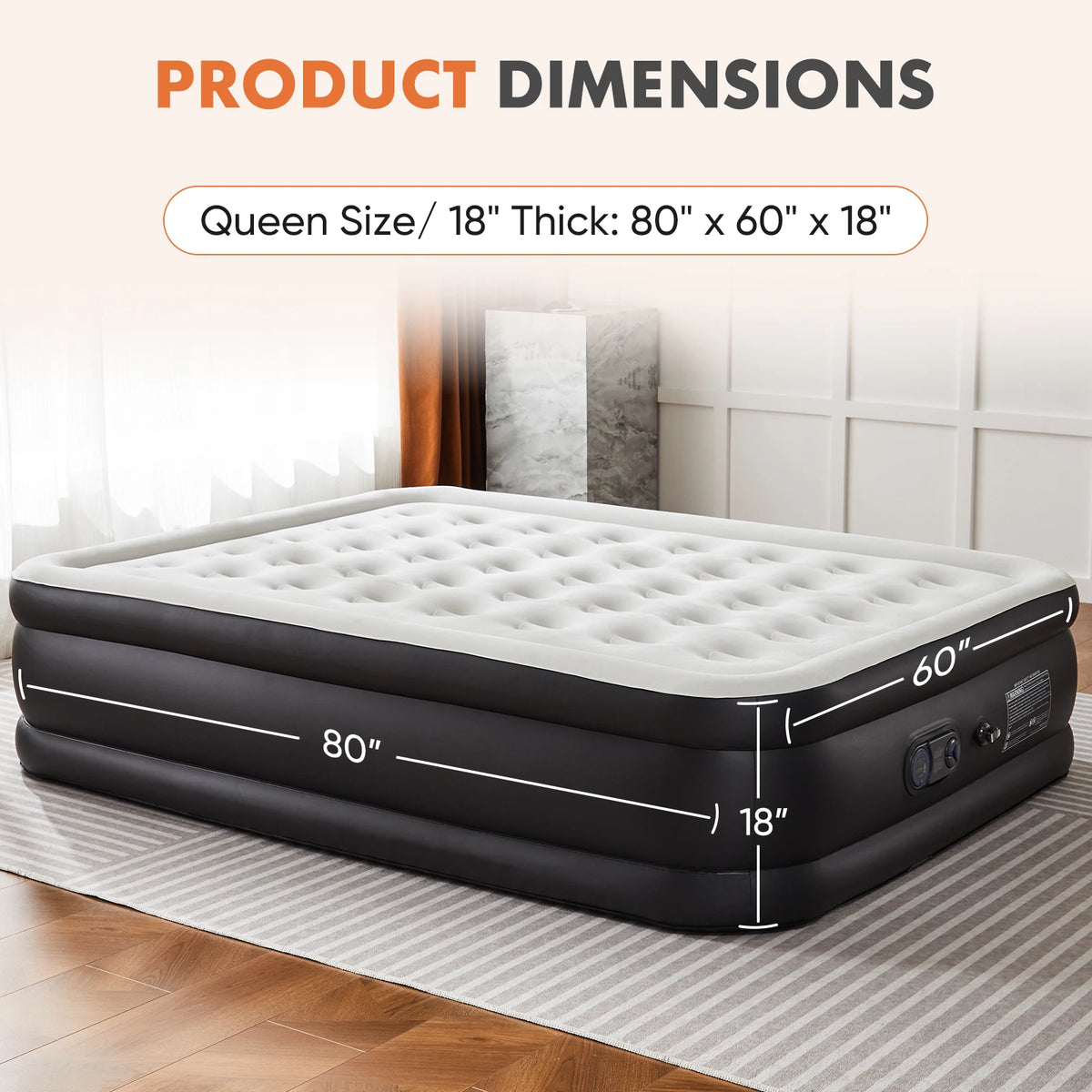 MCQ Inflatable Air Mattress Built In Pump Non Slip Bottom