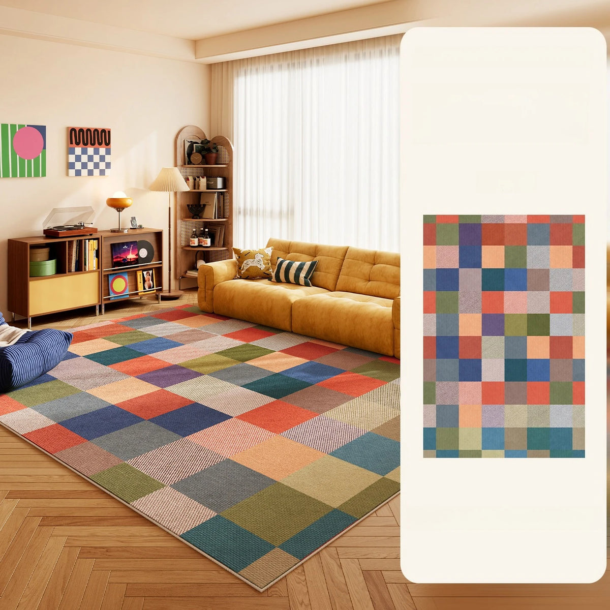 Nordic Geometric Polyester Washable Rug For Living Room