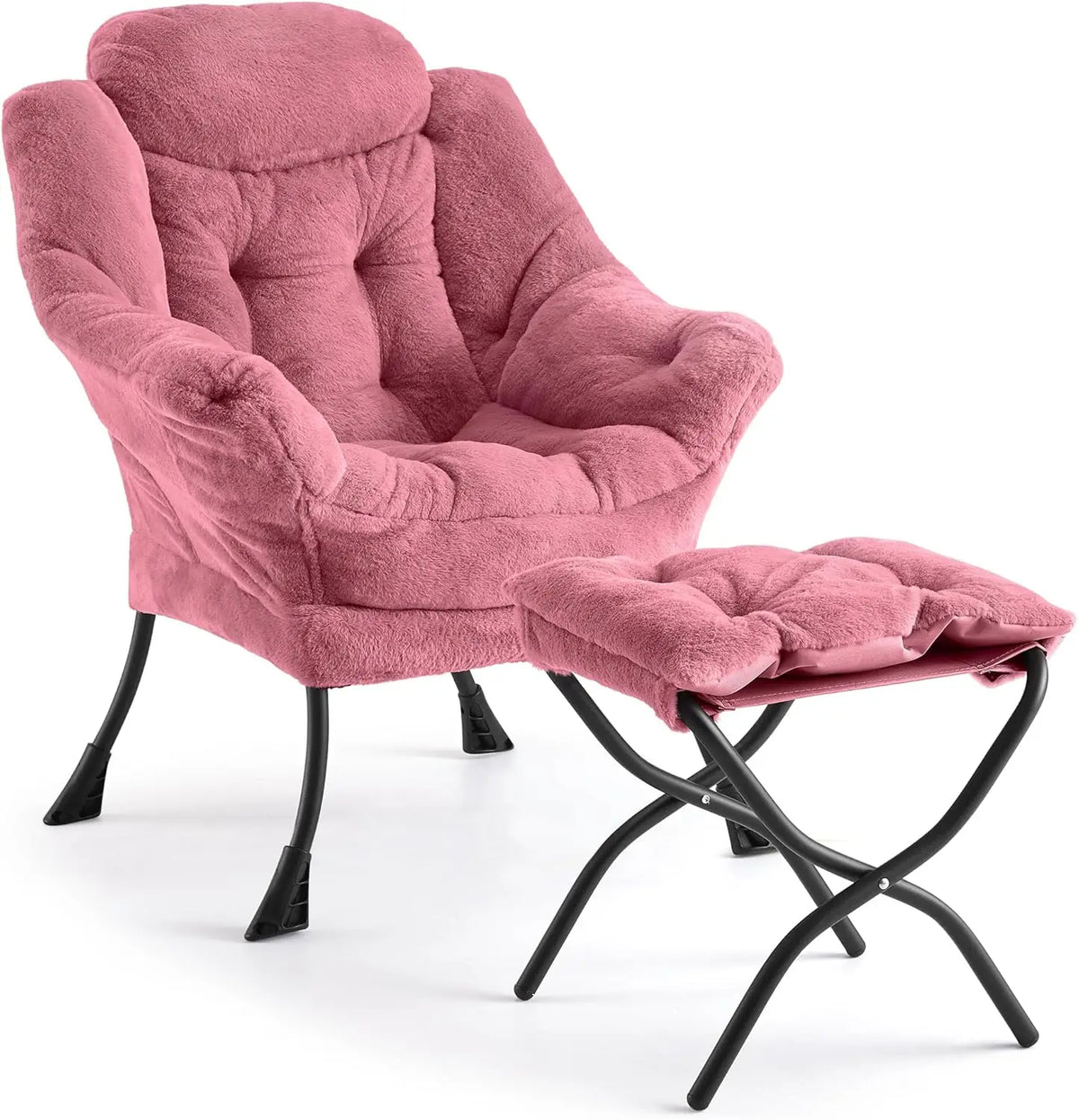 Comfortable Lounge Chair With Folding Ottoman Footrest for Reading