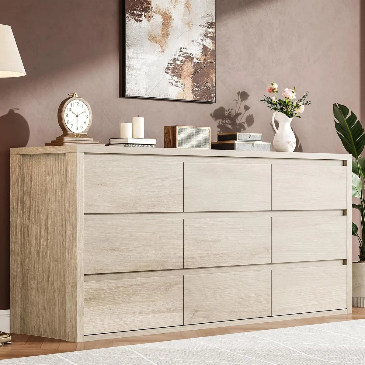 Acekool Modern Handleless Wood Dresser With Spacious Bedroom Storage