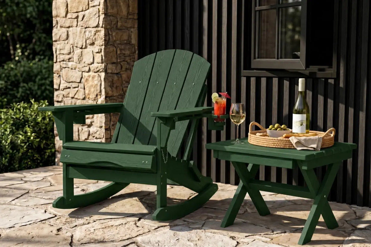 SHXI Folding HDPE Adirondack Rocking Chair for Outdoor Patio Comfort