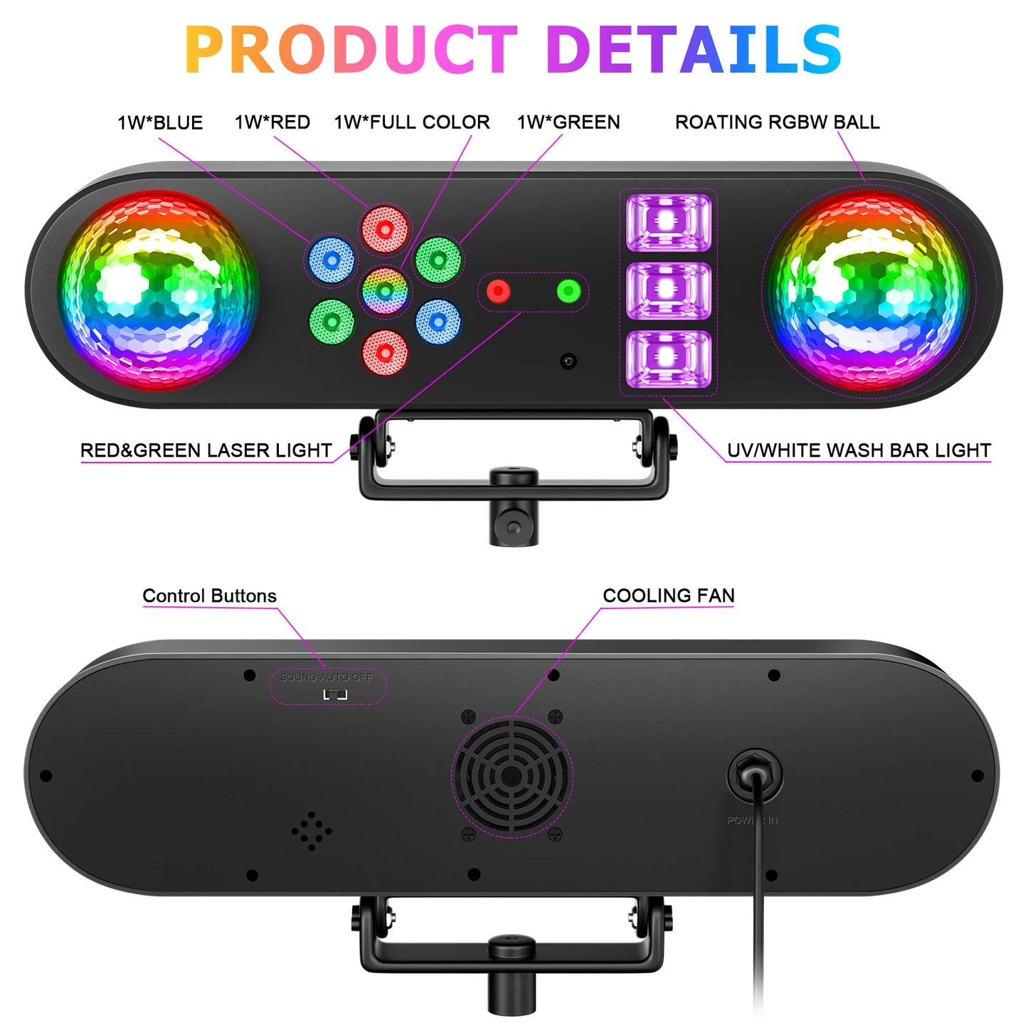 U'King Mini Remote Sound Control LED Magic Stage Light