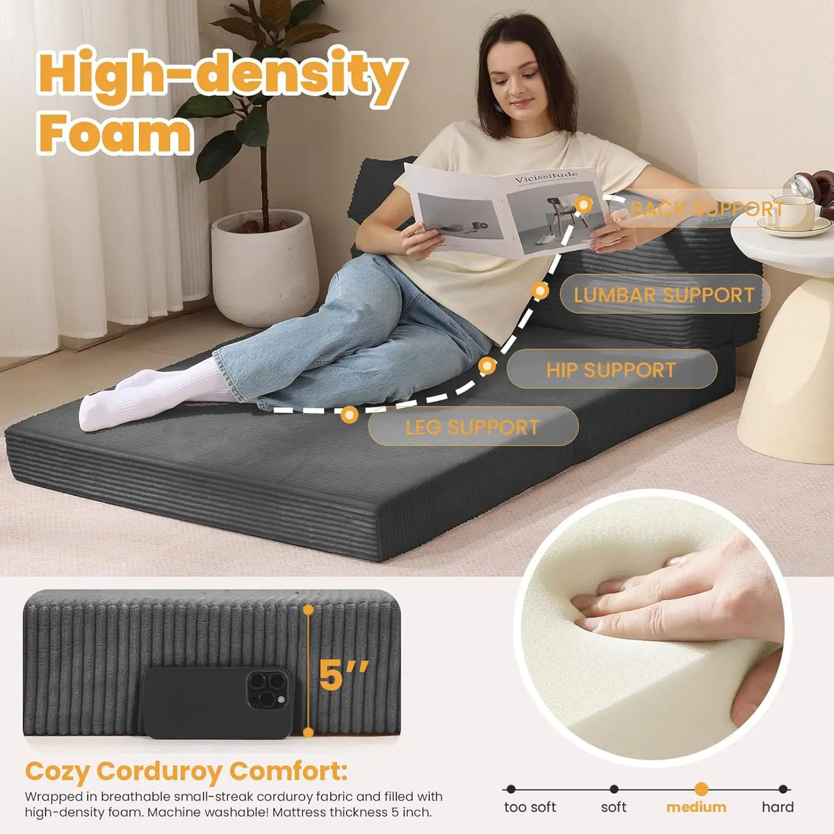 Novilla Folding Mattress Sofa Bed for Living Room and Guests