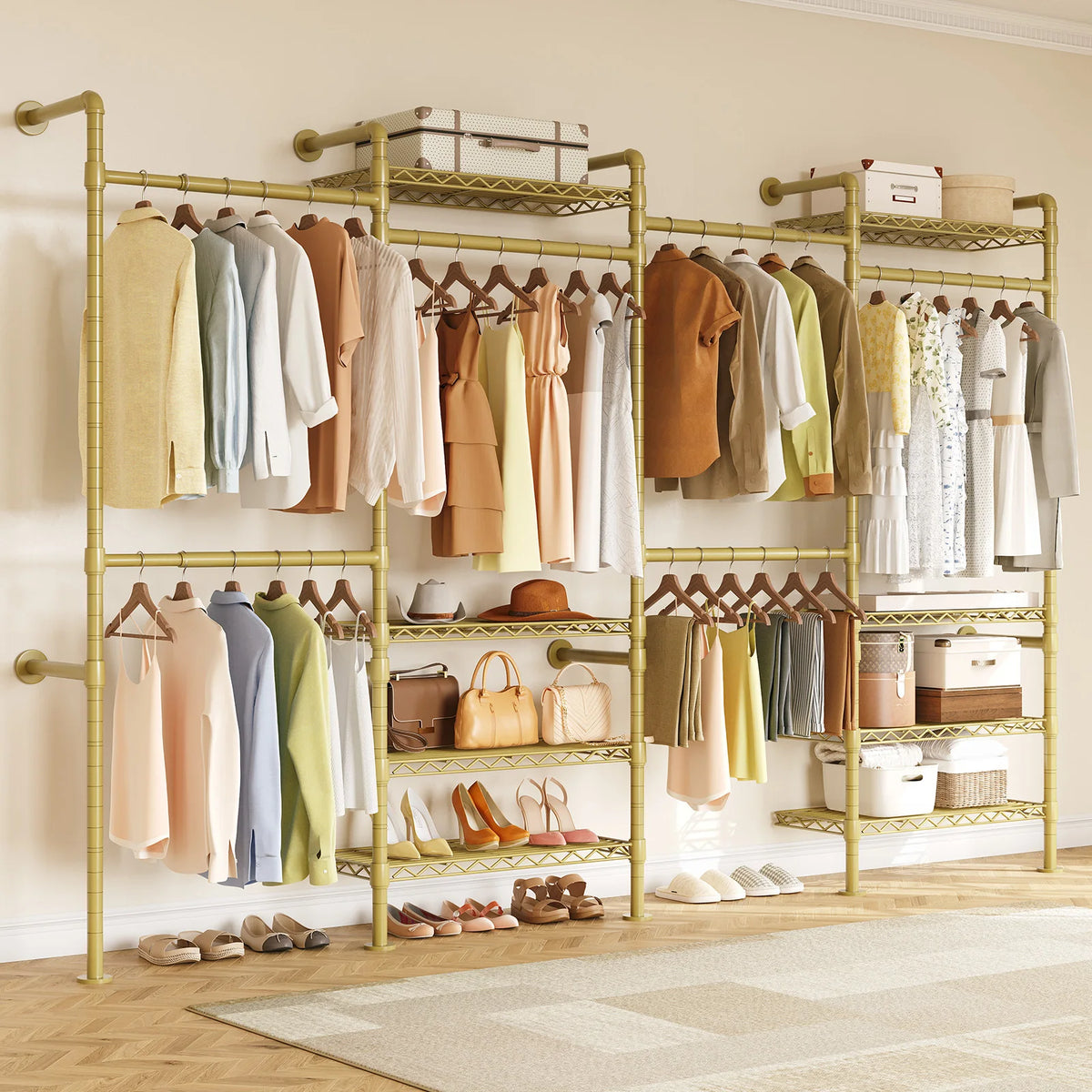 Onbrill Wall Mounted Industrial Pipe Clothes And Wardrobe Rack