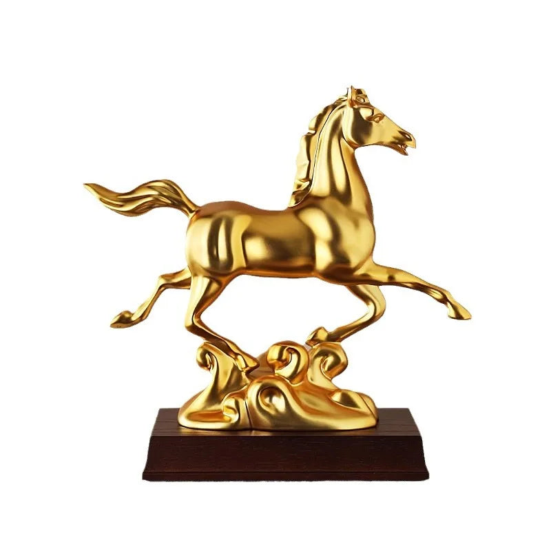 Light luxury high-end office desktop horse decoration living room housewarming opening gift wine cabinet study decoration