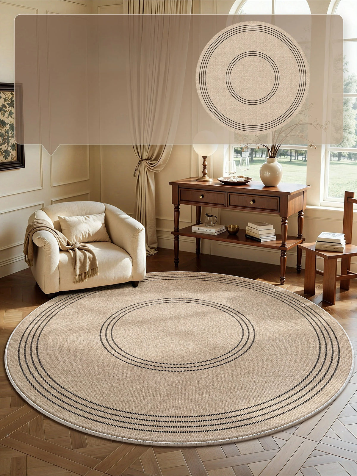 French Style Bedroom Decor Round Carpet Fluffy Soft Carpets for Living Room Thick Plush Bedside Floor Mat Washable Cloakroom Rug
