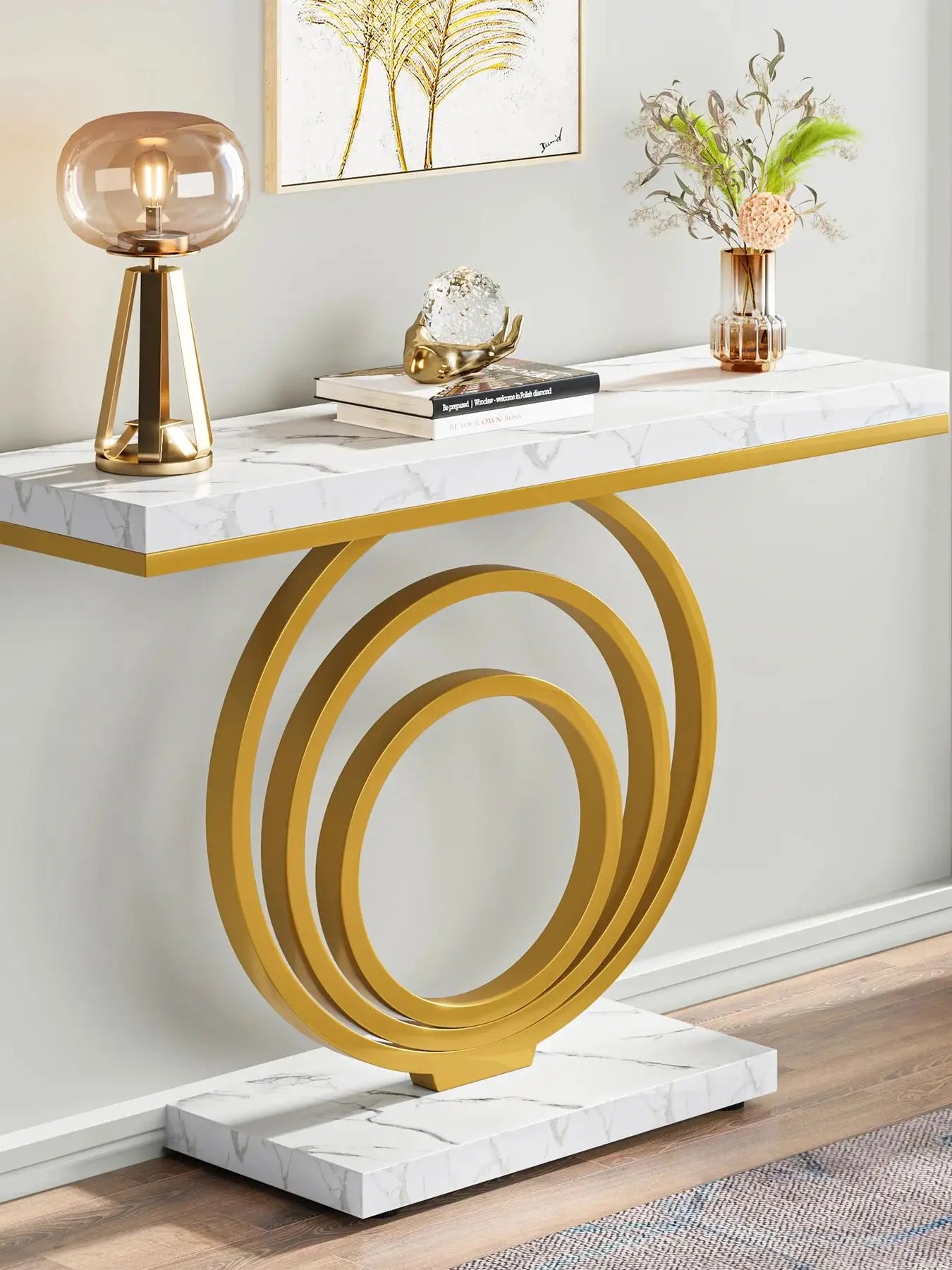Tribesigns 41-Inch Gold Entryway Table, Modern Console Table Narrow Long, Contemporary Accent Table for Living Room