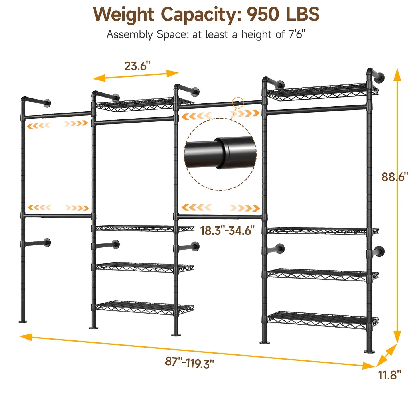 Onbrill Wall Mounted Industrial Pipe Clothes And Wardrobe Rack