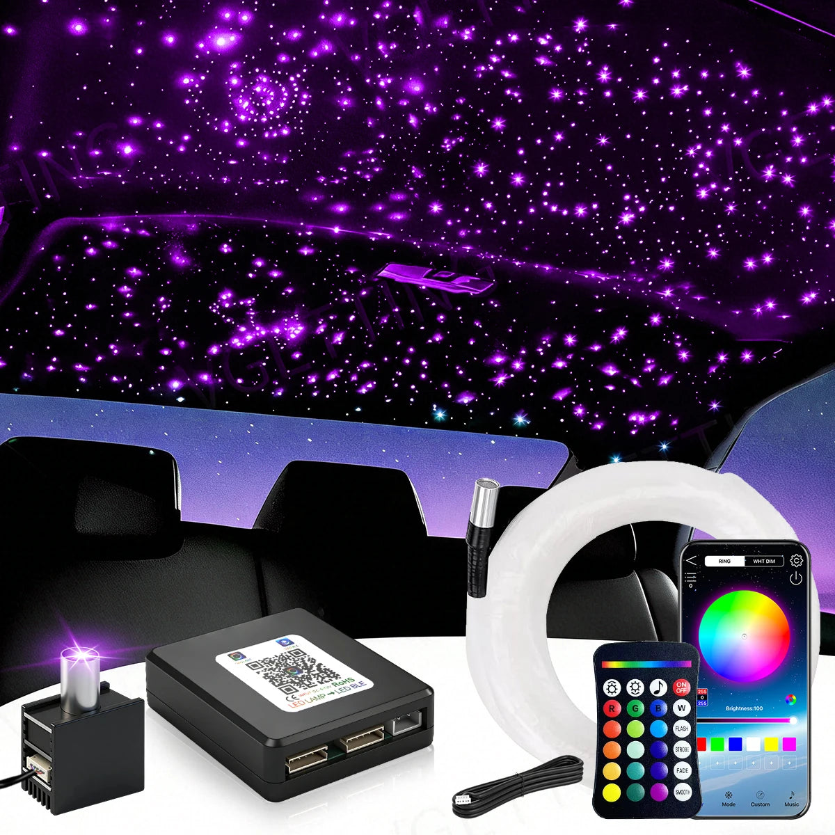 Brivglent Fiber Optic Starlight Headliner Kit For Cars With Remote