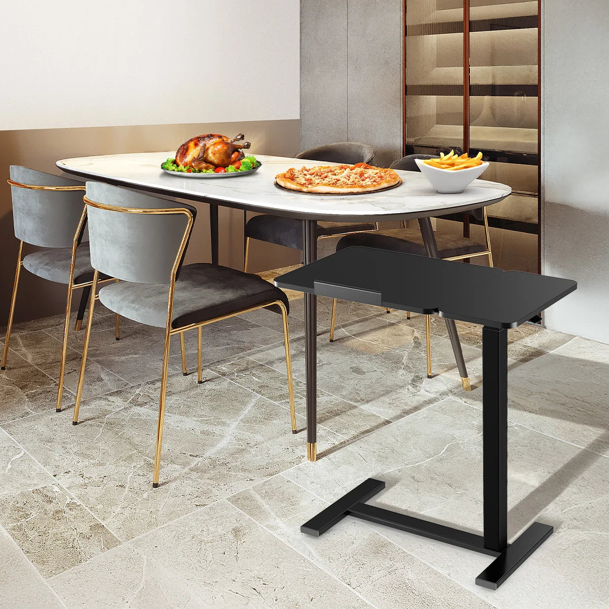 JHK Adjustable Overbed Bedside Table For Laptop And Home Use
