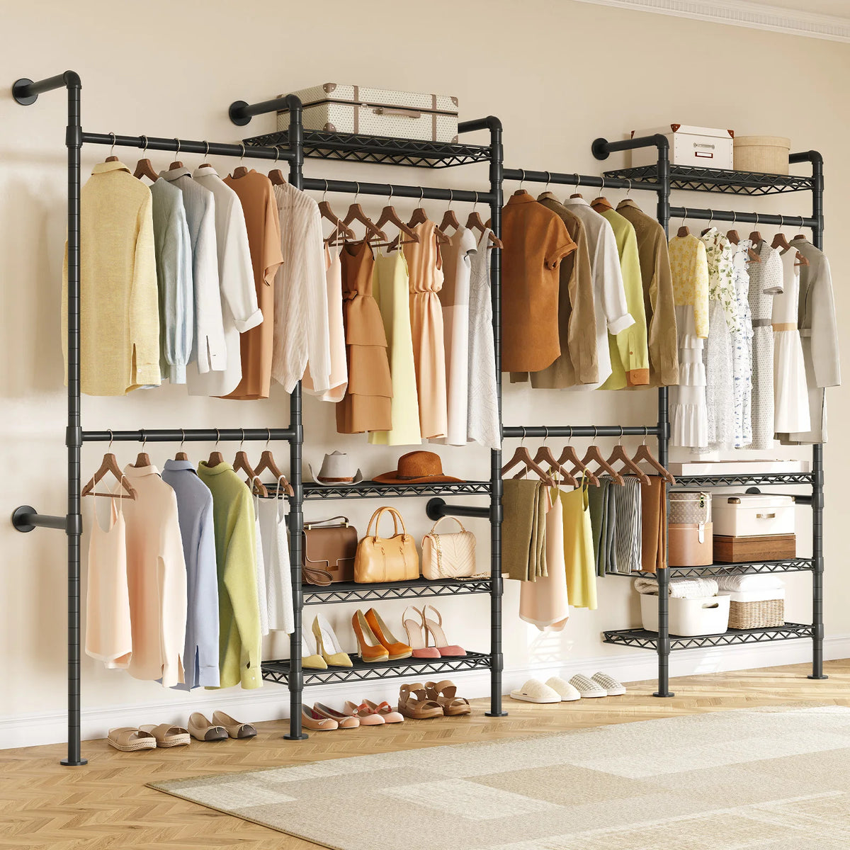 Onbrill Wall Mounted Industrial Pipe Clothes And Wardrobe Rack