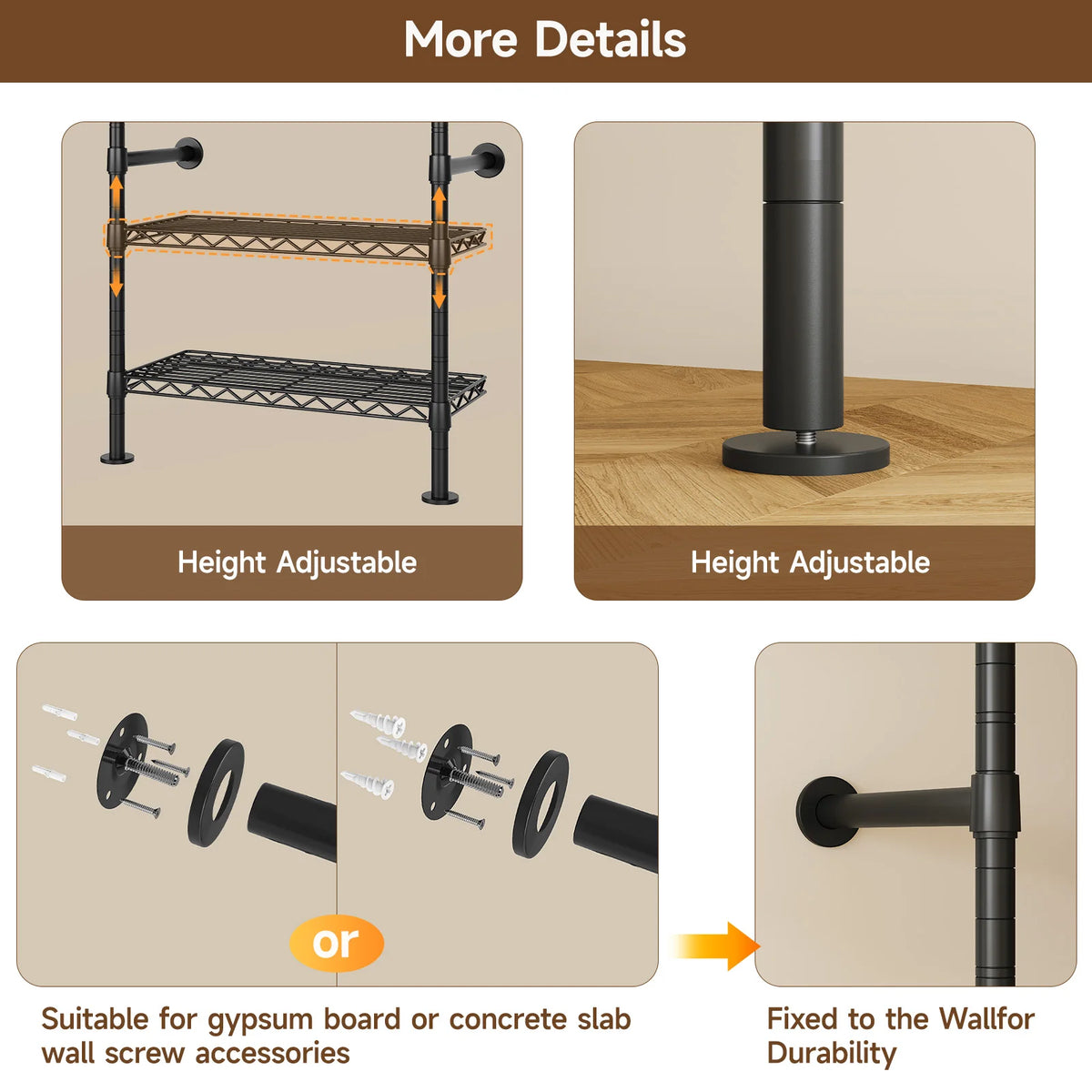 Onbrill Wall Mounted Industrial Pipe Clothes And Wardrobe Rack