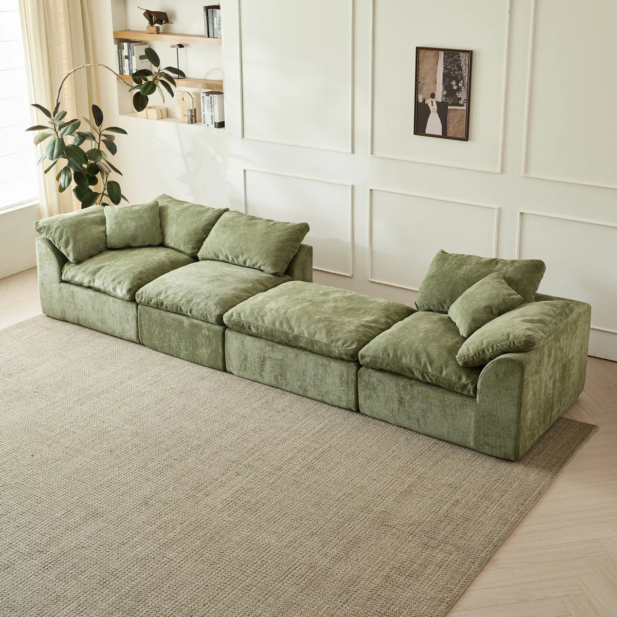 Yeflixvrau Modern L Shaped Cloud Sectional Sofa With Ottoman Cushion