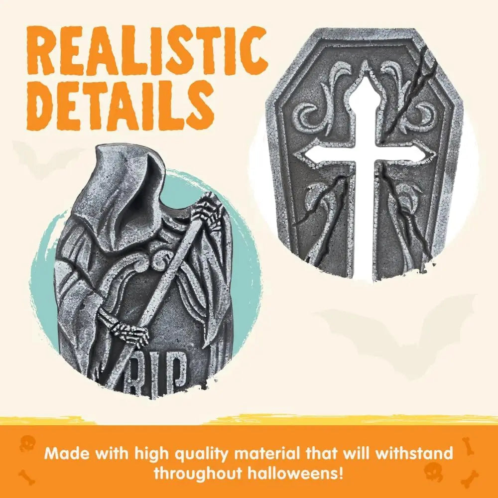 Halloween Foam Tombstone Yard Decoration Set With Stakes