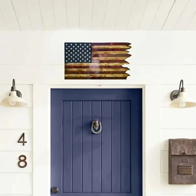 Wooden American Wavy Flag Independence Day Home Decoration