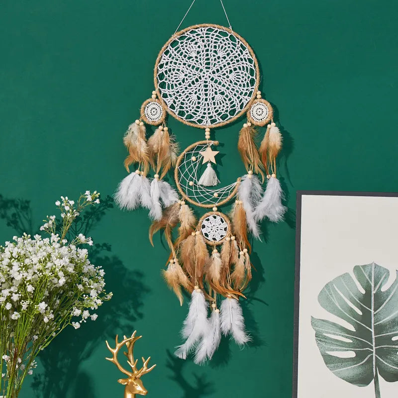Handcrafted Dream Catcher Moon And Sun Bohemian Wall Art