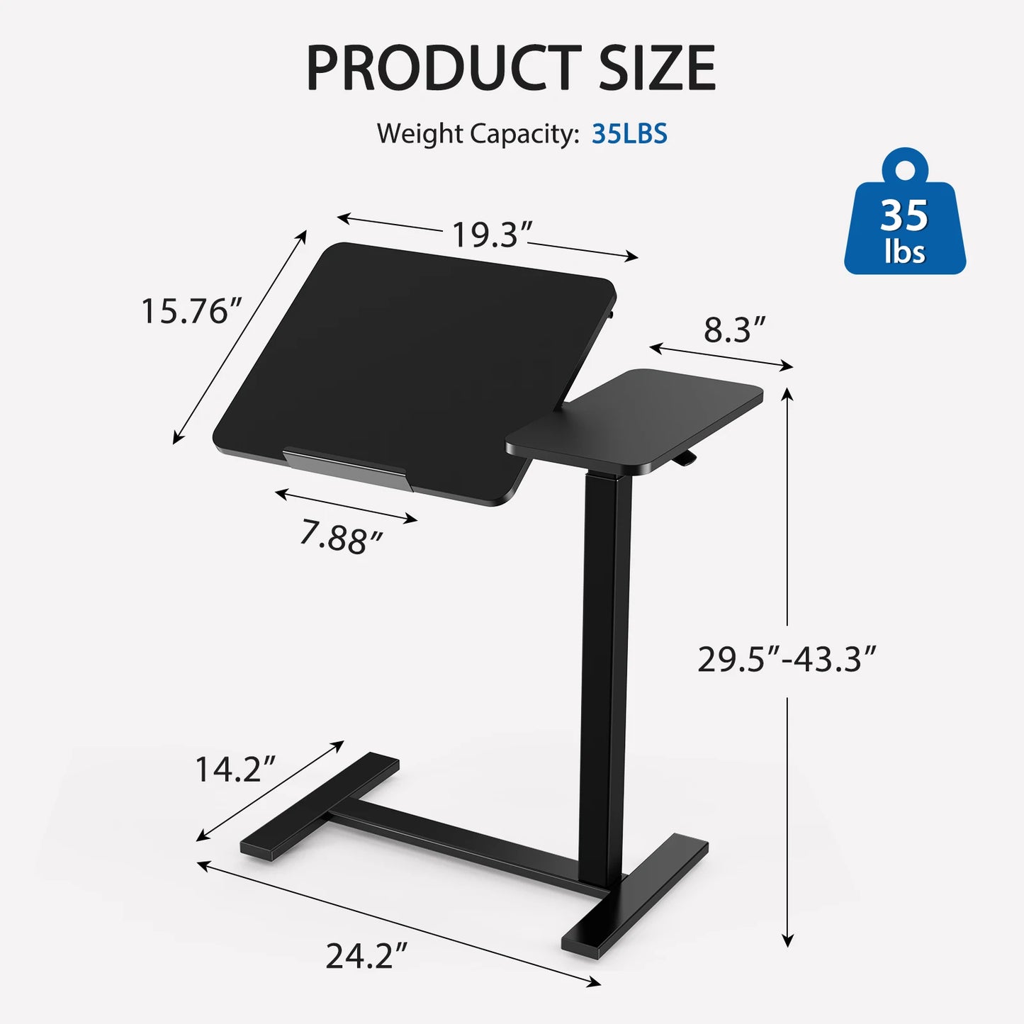 JHK Adjustable Overbed Bedside Lap Desk With Tilt Top