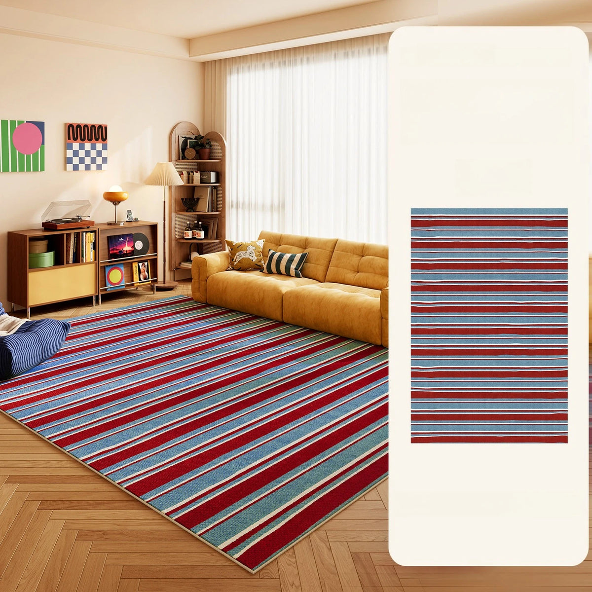 Nordic Geometric Polyester Washable Rug For Living Room