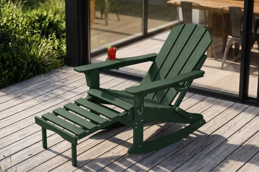 SHXI Folding HDPE Adirondack Rocking Chair for Outdoor Patio Comfort