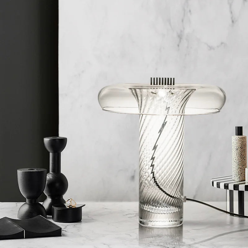 JIANKEXING Nordic Twisted Glass Table Lamp Modern LED Desk Light