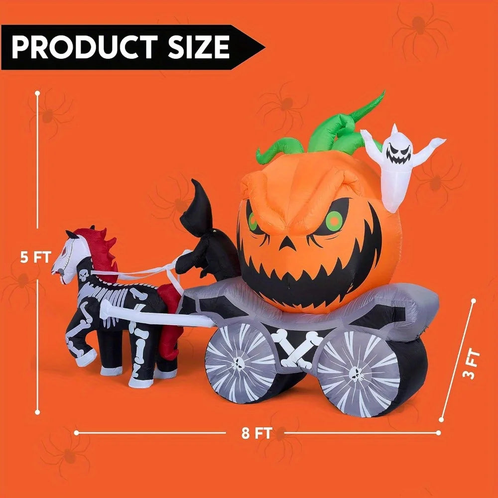 Halloween Pumpkin Carriage Outdoor Inflatable With Led Lights