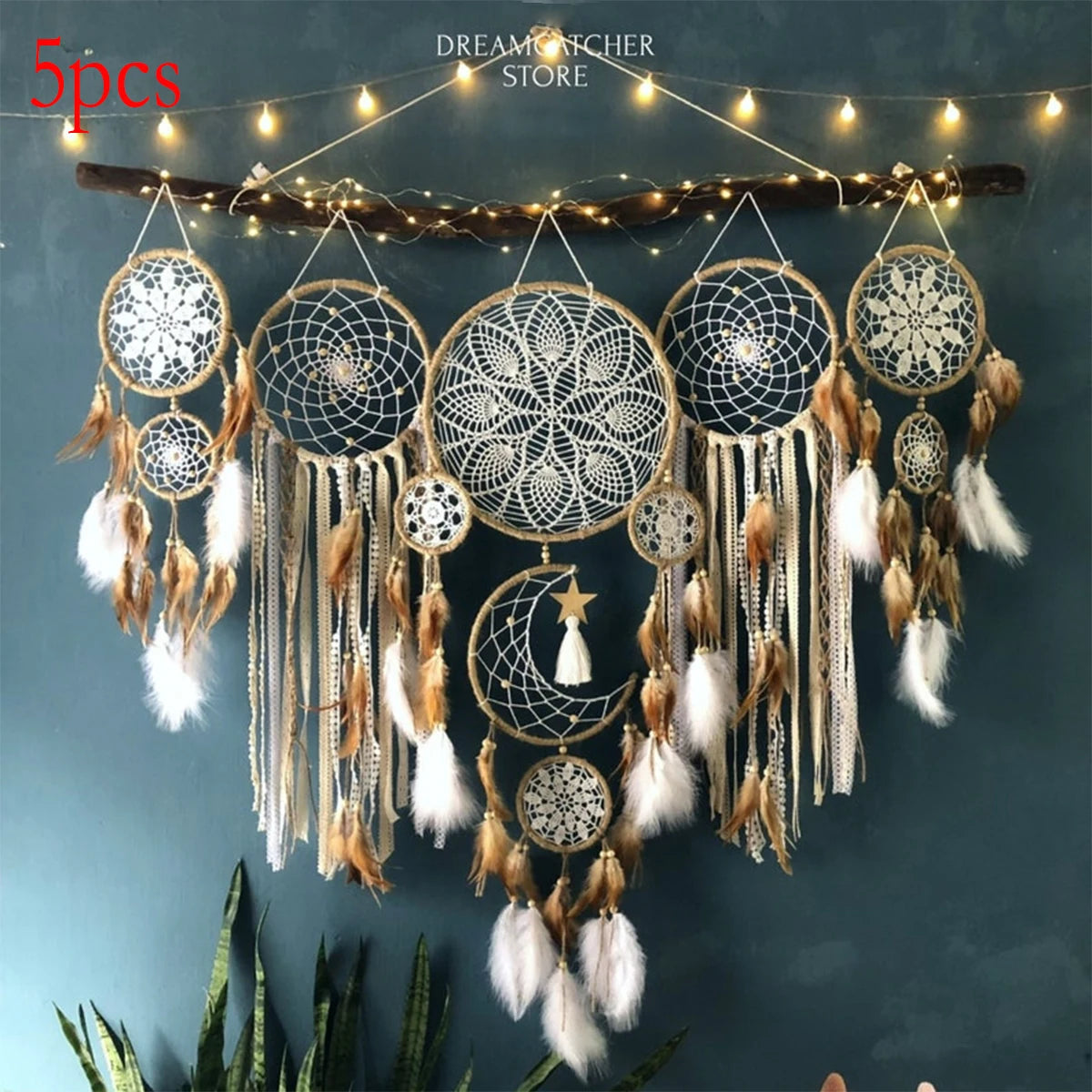 Handcrafted Dream Catcher Moon And Sun Bohemian Wall Art