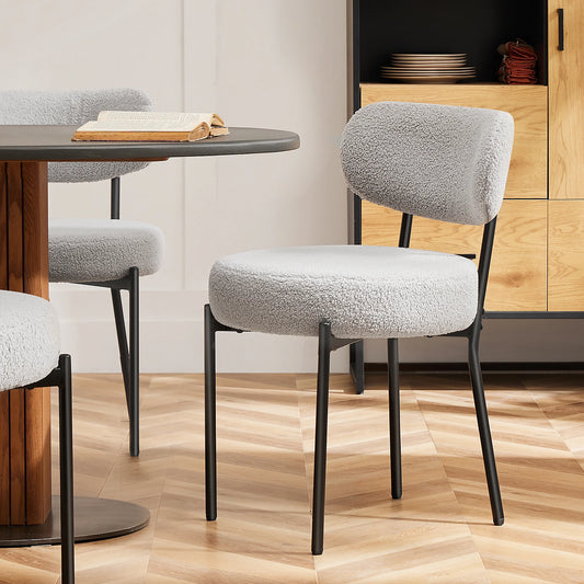 JHK Ergonomic Round Dining Chairs With Plush Fabric Backrests