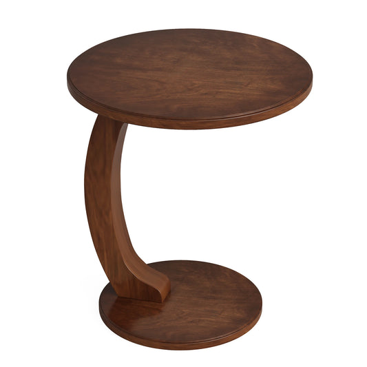 Tribesigns Modern Round C Shaped Wood Side Table for Sofa