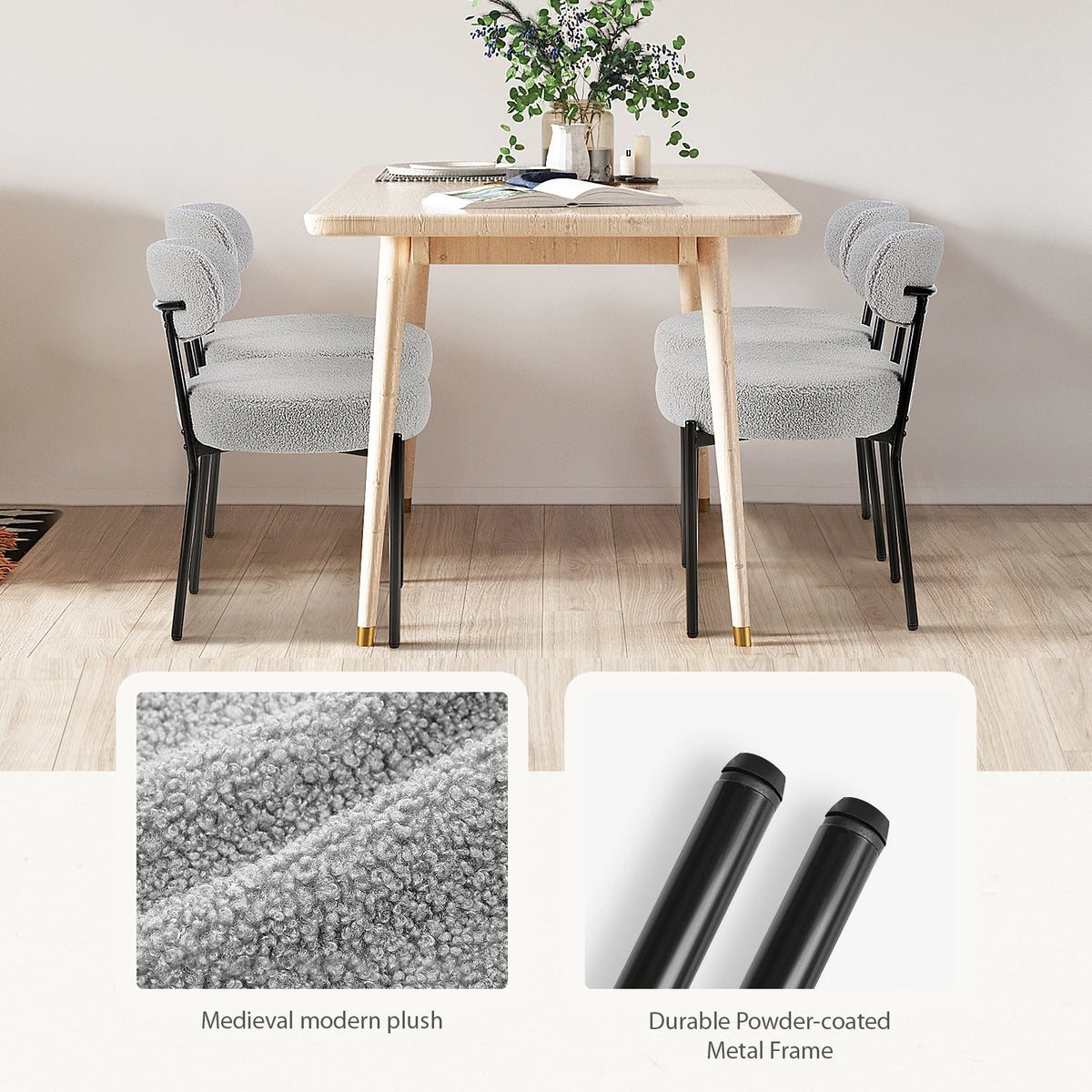 JHK Ergonomic Round Dining Chairs With Plush Fabric Backrests