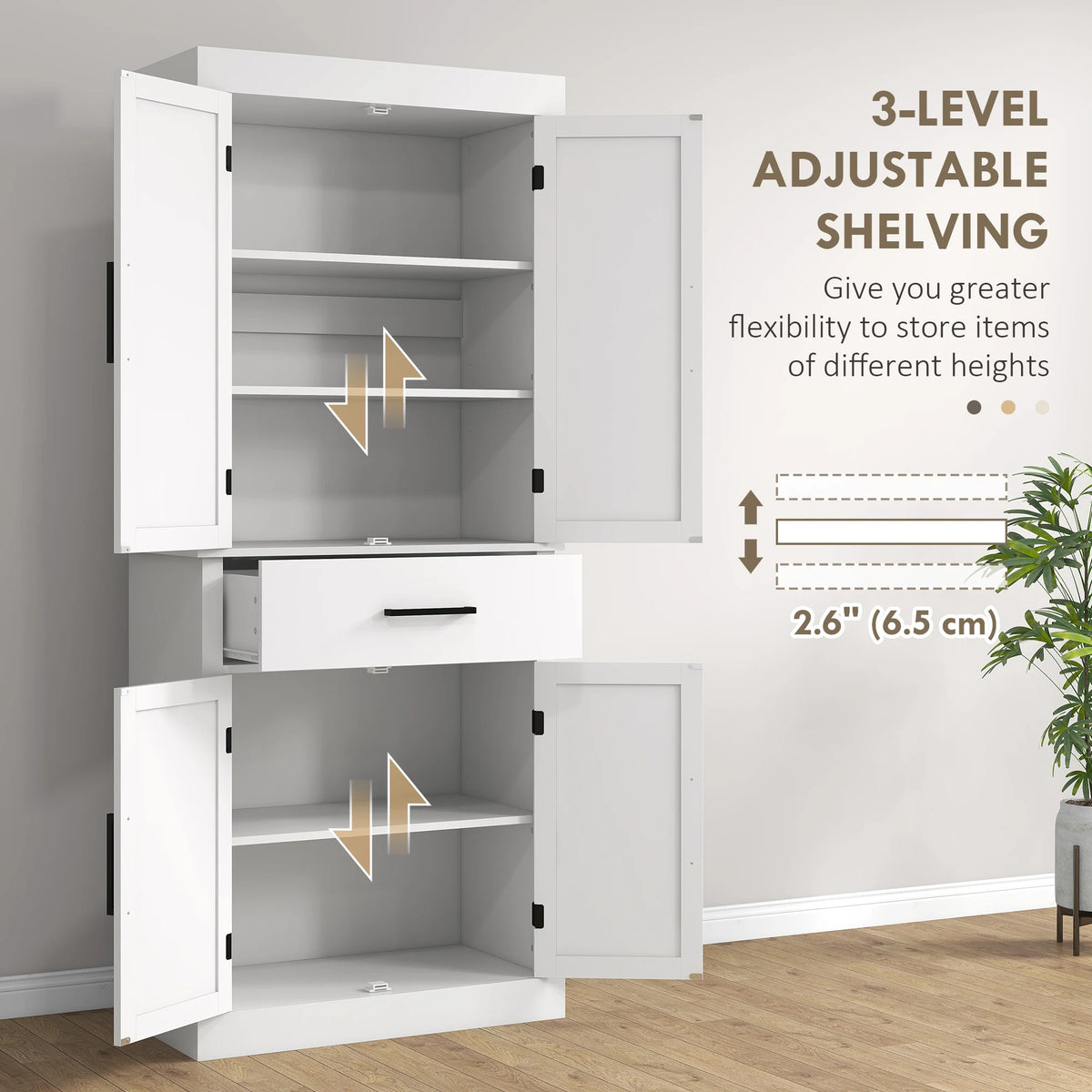 HOMCOM Kitchen Pantry Storage Cabinet With Barn Doors And Drawer