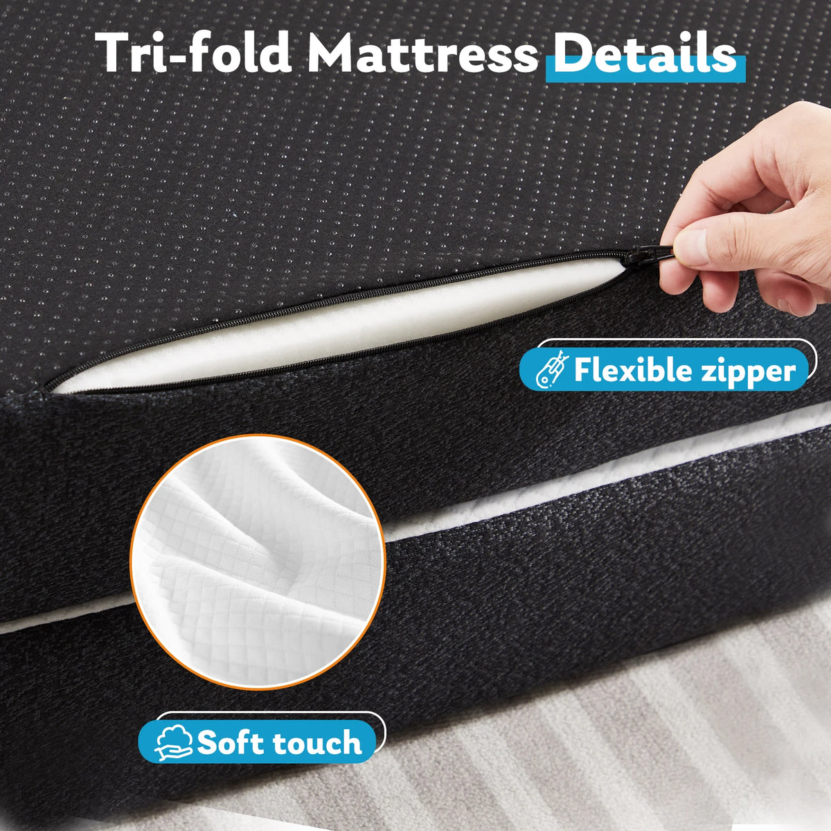 JHK Portable Folding Floor Bed With Memory Foam For Travel