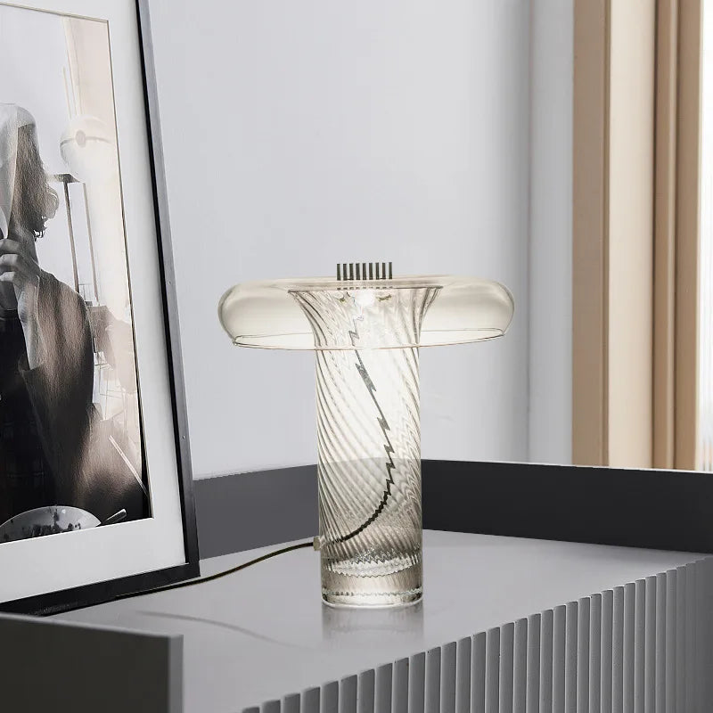 JIANKEXING Nordic Twisted Glass Table Lamp Modern LED Desk Light