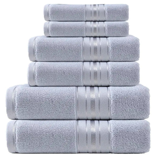 Luxury 6 Piece Towel Set, 2 Bath Towels 2 Hand Towel 2 Washcloths, 600 GSM 100% Cotton Turkish Towels for Bathroom, White Towel Sets