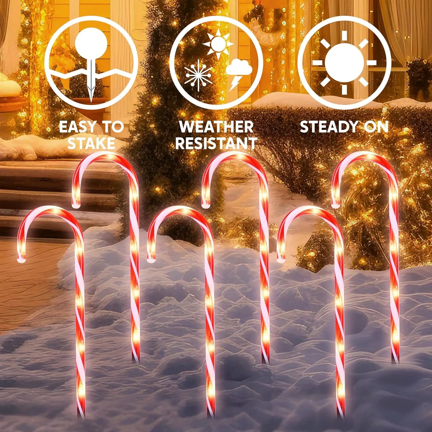 Joyfy Christmas Candy Cane Pathway Marker Lights Set