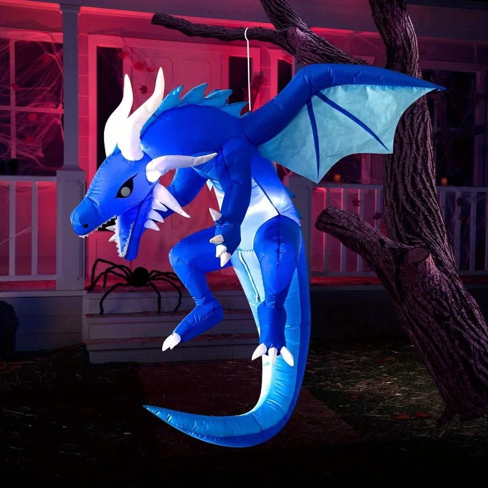 Hanging Ice Dragon Inflatable Outdoor Yard Decoration With Integrated Lights