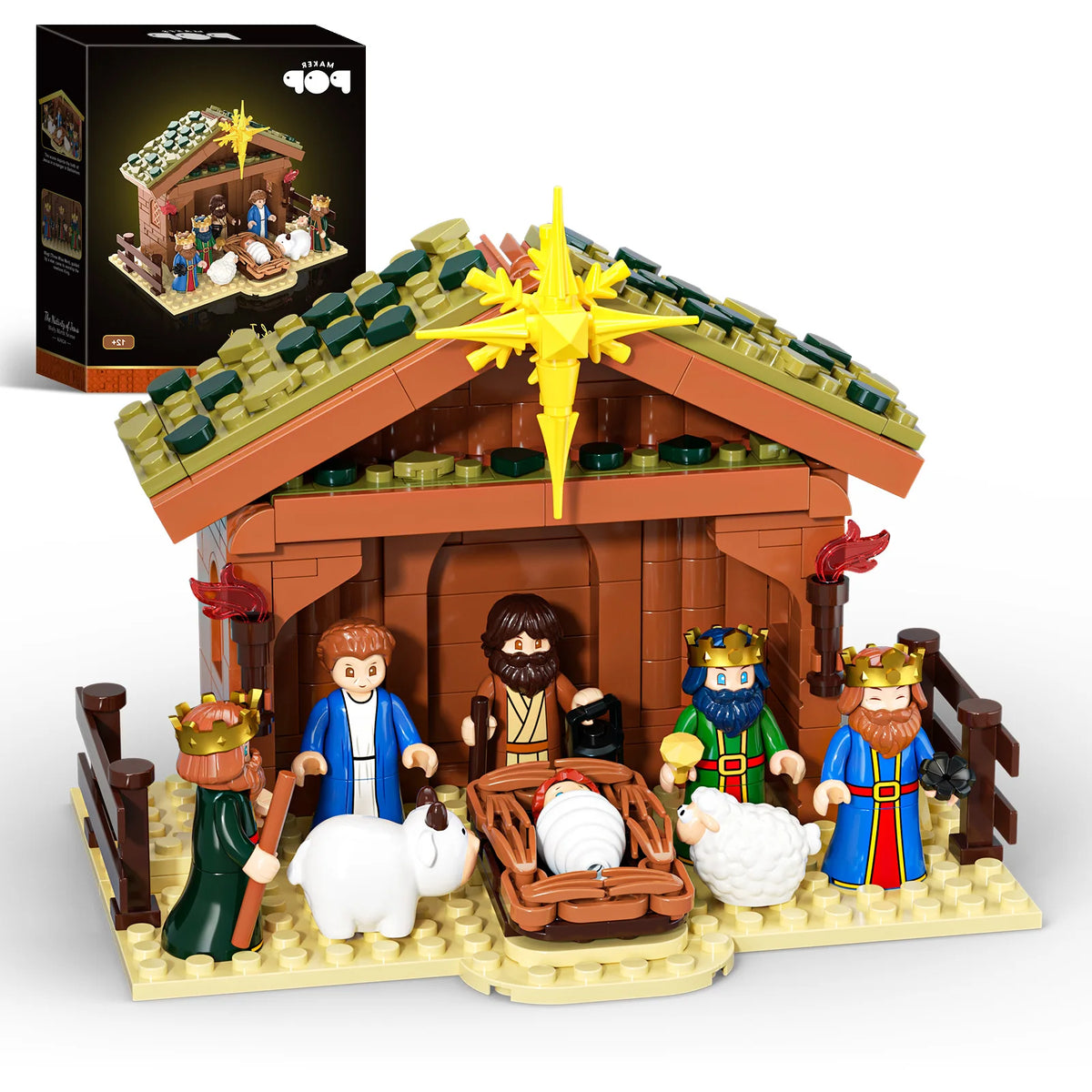 JAKI Christmas Nativity Model Kit Building Blocks for Adults Manger Stable Scene Tabletop Decor Gift for Family and Teens