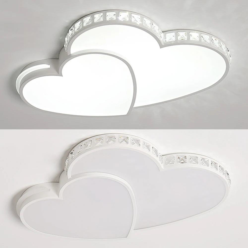 Modern Heart Shaped Crystal LED Flush Mount Ceiling Light Fixture