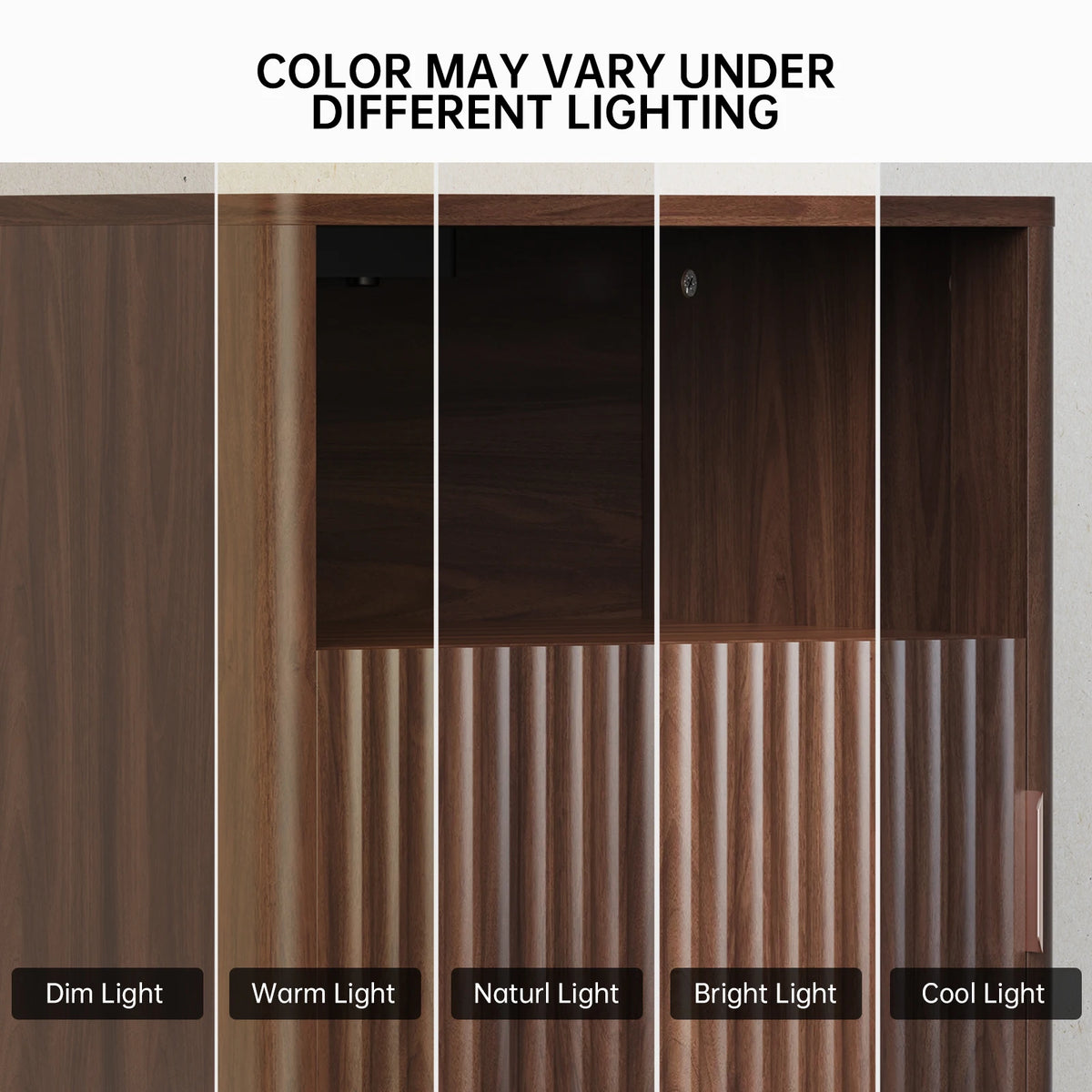TinyNest Fluted Wood Nightstand With Charging Station And Storage