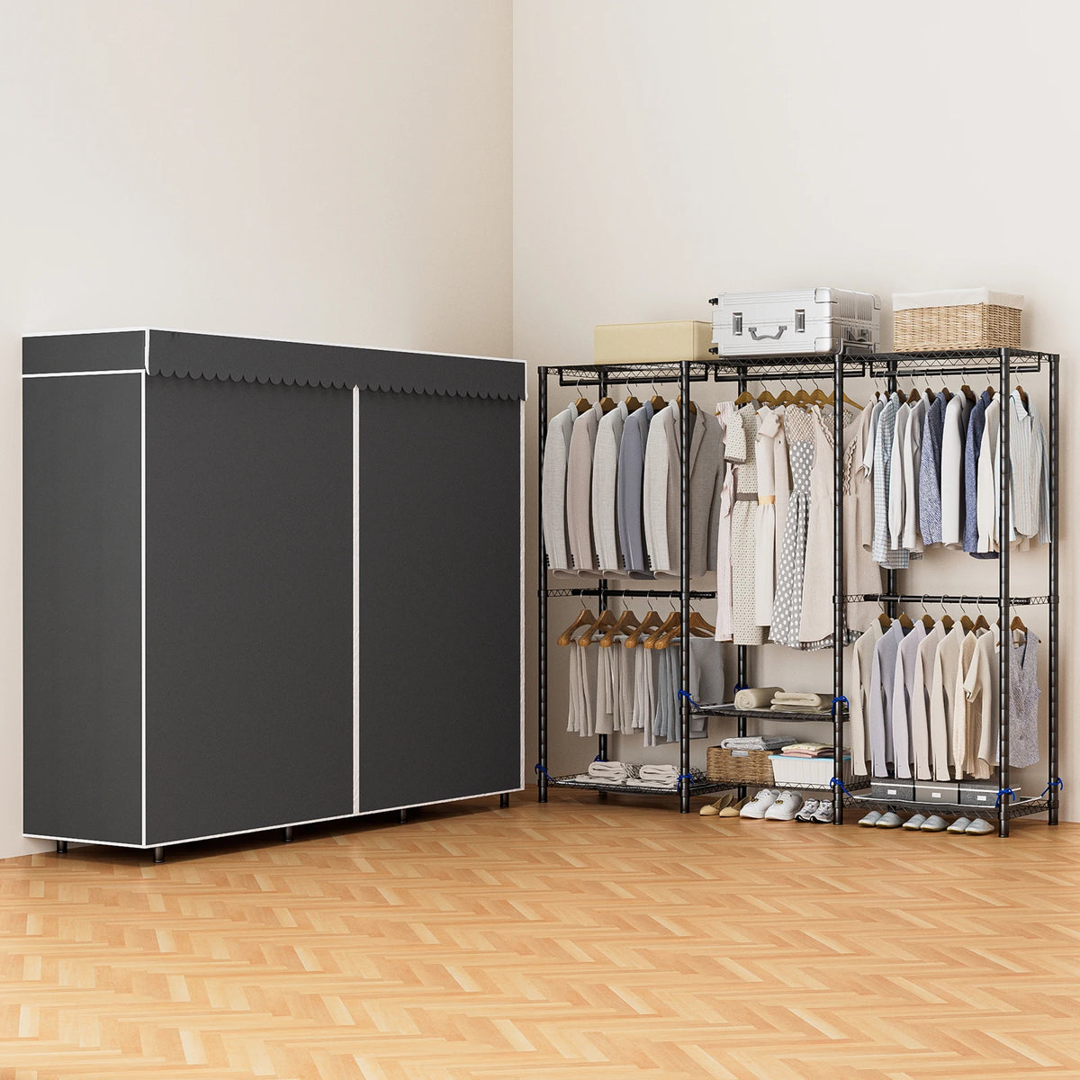 Clothes Rack Storage Organizer Wardrobe Hanging Clothes Freestanding Portable Heavy Duty 960 lb for Cloakroom Bedroom Entrances