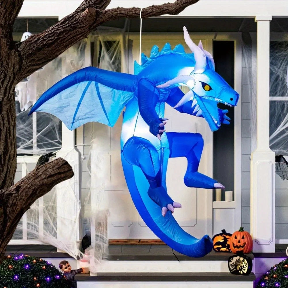 Hanging Ice Dragon Inflatable Outdoor Yard Decoration With Integrated Lights