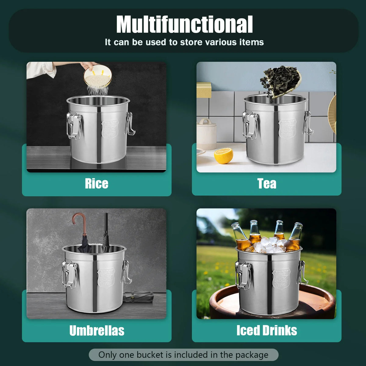 Airtight Stainless Steel Food Storage Canister With Locking Clamp