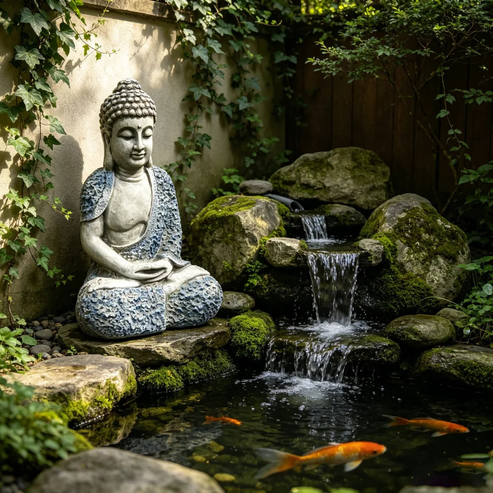 Resin Meditating Buddha Statue For Zen Garden Home Decor