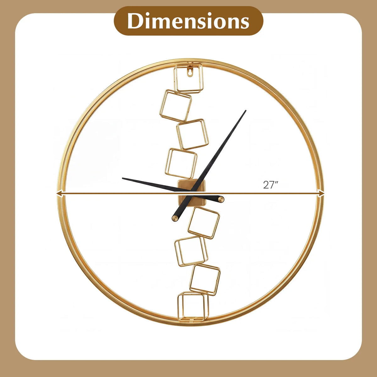 HOMASIS Nordic Style Metal Wall Clock Silent Modern Timepiece