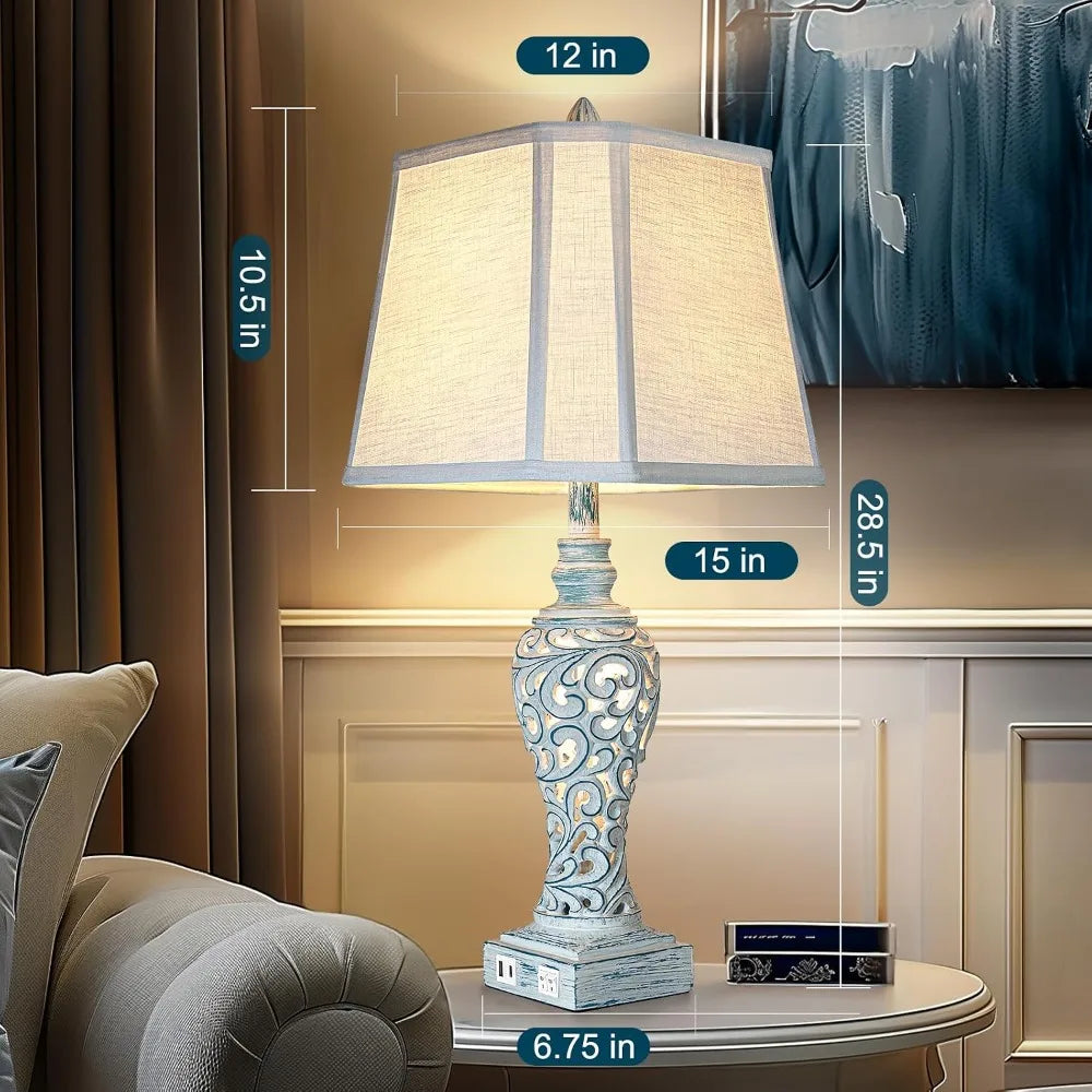 Vintage Solar Bedside Lamps With USB Charging Nightstand Lights