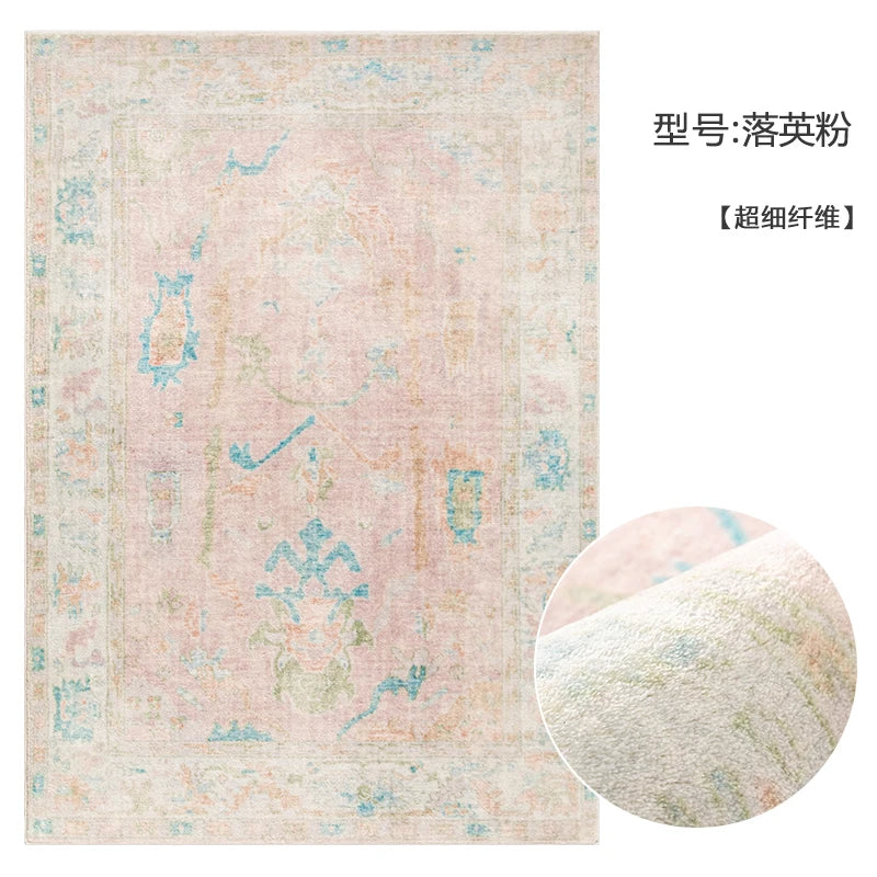 American Retro Carpets for Living Room Soft Fluffy Bedroom Decor Bedside Carpet Home Washable Rug Thicken Plush Lounge Floor Mat